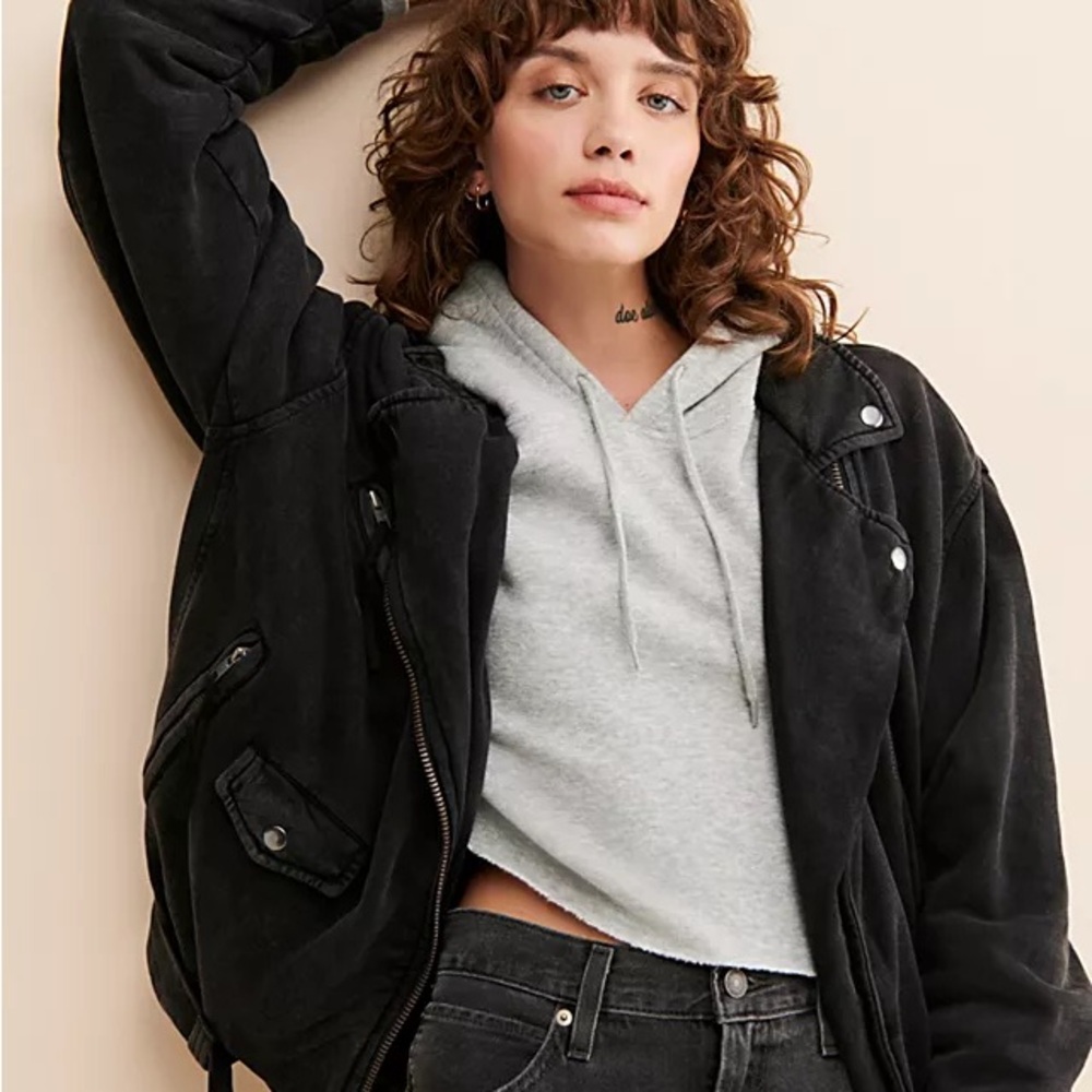 Rebel Knit Oversized Moto Jacket